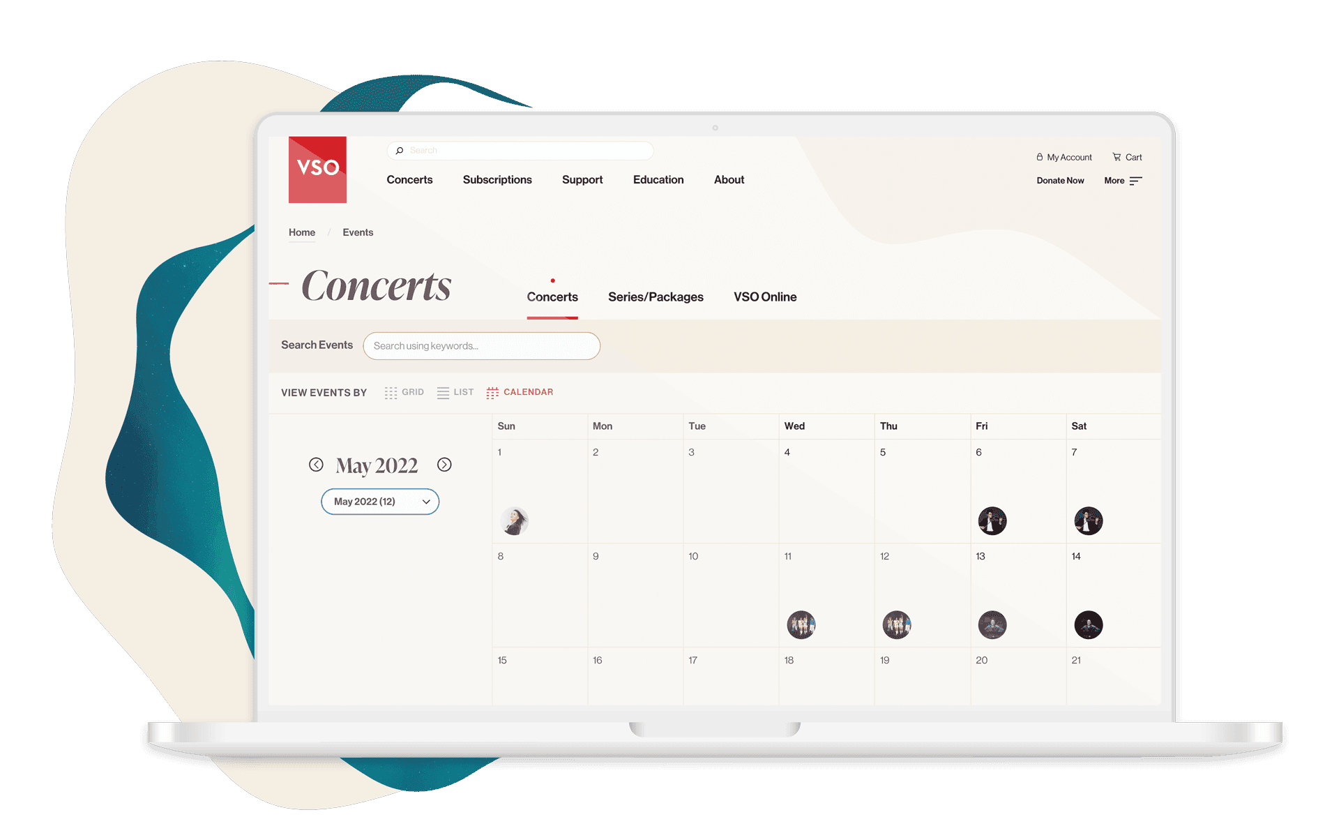 Vancouver Symphony Events Page Example